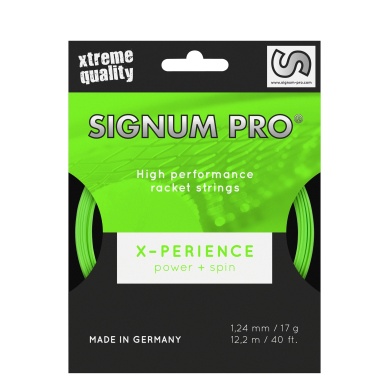 Besaitung mit Tennissaite Signum Pro X-perience (Haltbarkeit+Spin) grün